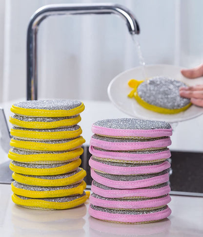 2 in 1 Stainless Steel with Sponges Scrubber (Pack of 5)