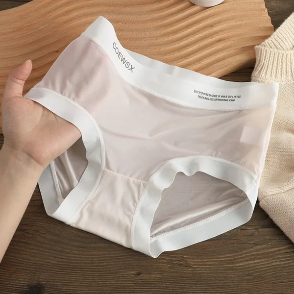 Ice Silk Ultra-Thin Breathable Seamless Womens Panties Multicolor (Pack of 4)