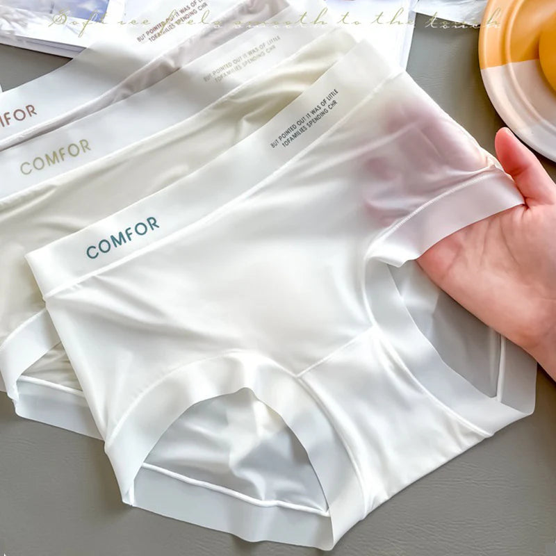 Ice Silk Ultra-Thin Breathable Seamless Womens Panties Multicolor (Pack of 4)