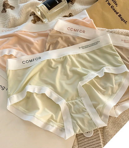Ice Silk Ultra-Thin Breathable Seamless Womens Panties Multicolor (Pack of 4)